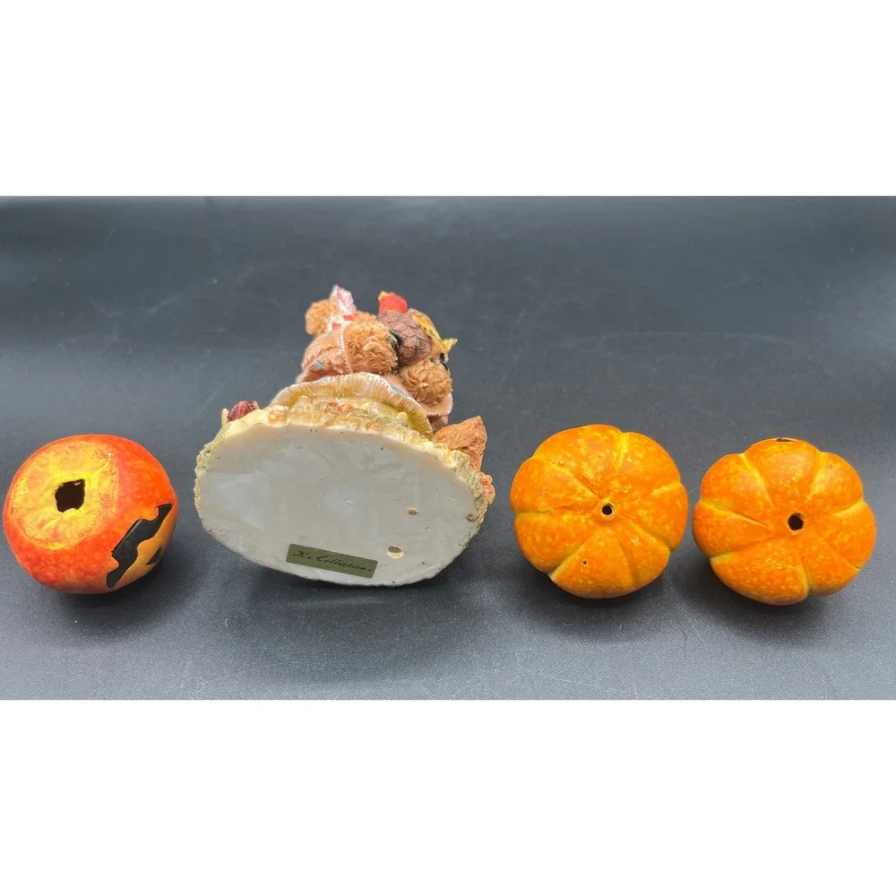 4 pc K's Collection Thanksgiving Teddy Bear Turkey Jack-O-Lanterns Autumn Fall